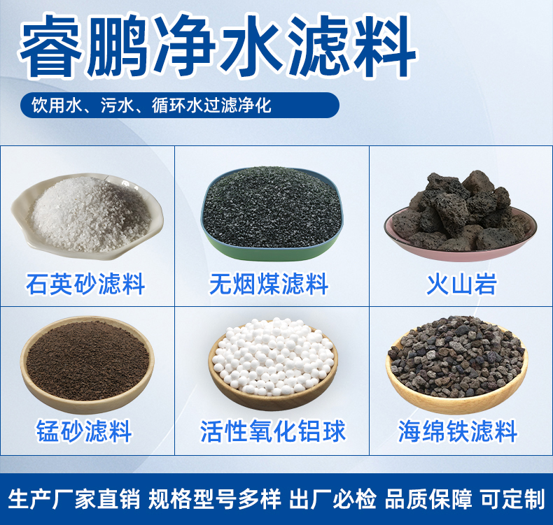 凈水濾料石英砂無煙煤卵石水過濾材料一站式供應(yīng) 去黃截污錳砂濾料